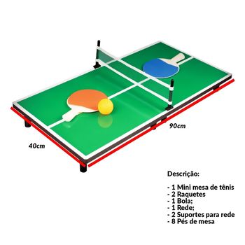 Mini Mesa de Ping-Pong 90X40 com Rede e Raquetes - Kobest